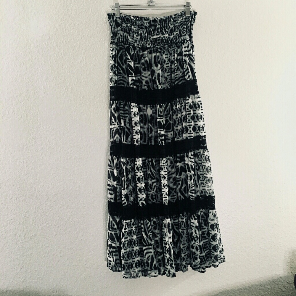 Lace Paneled Maxi Skirt